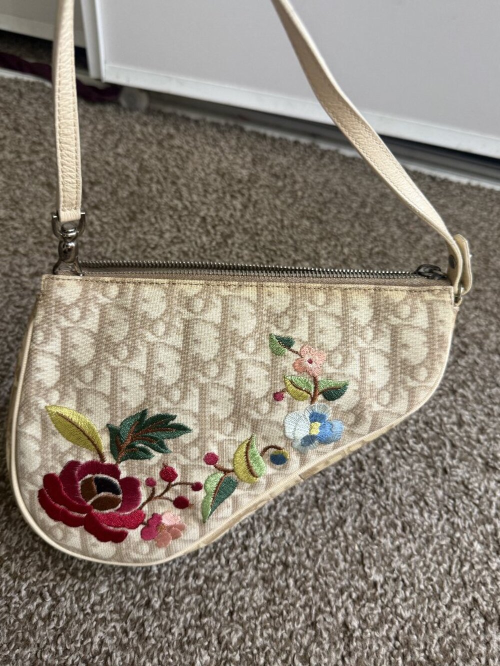 Christian Dior Oblique Floral Mini Saddle Pochette